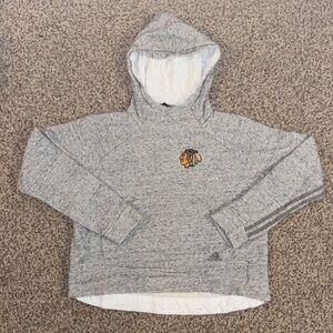 Chicago Blackhawks Adidas Heather Gray Hoodie with Embroidered Logo Youth Medium